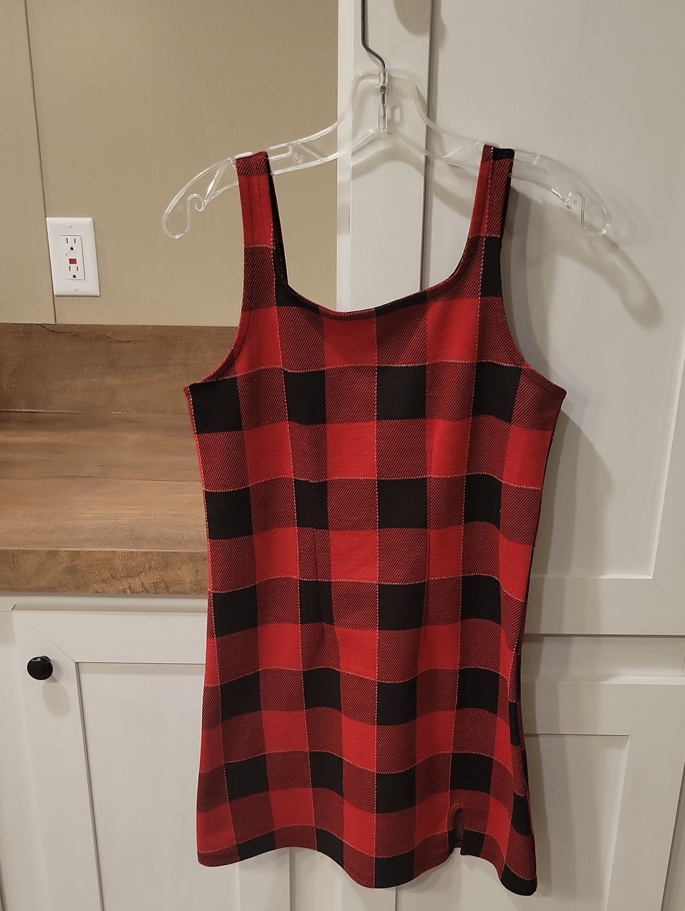 SO Red and Black Buffalo Plaid Tank Dress
